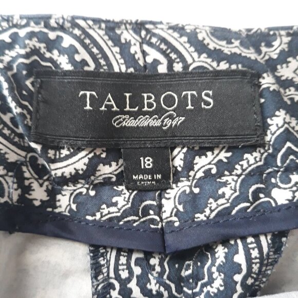 Talbots Classic Geometric Medallion Straight Cropped Chino Pants 18 Work - Picture 6 of 7
